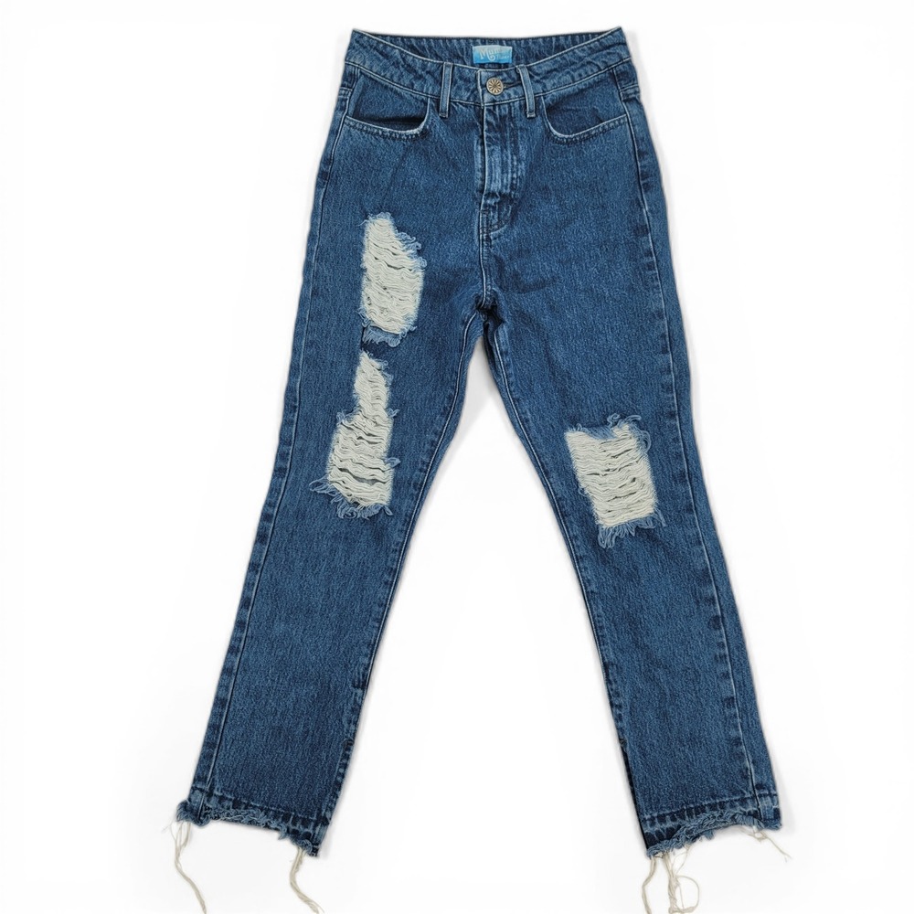 Mumu Blues Brooklyn Jeans‎ Women 25 Blue High Rise Distressed Raw Hem Y2K